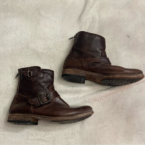 Frye Tyler SVL Engineer Brown Leather Ankle Boots Size 7.5 - Picture 4 of 11